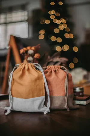 Linen Dual-Tone Drawstring Bag