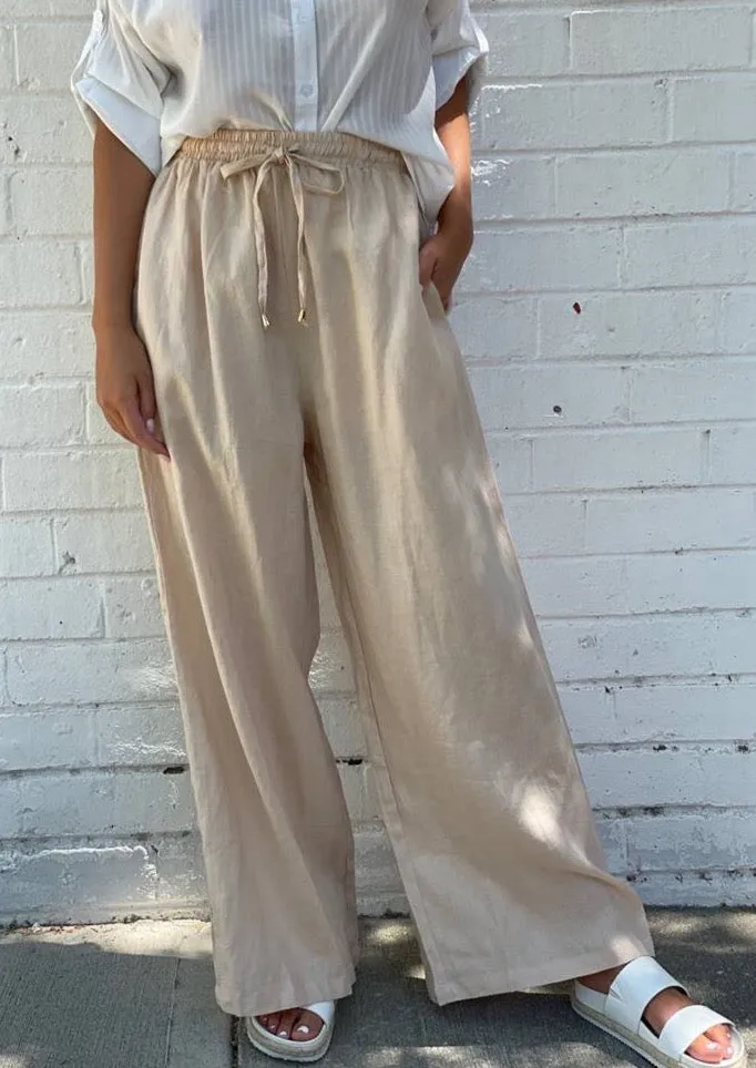 Linen Lux Boardwalk  Pant Beige