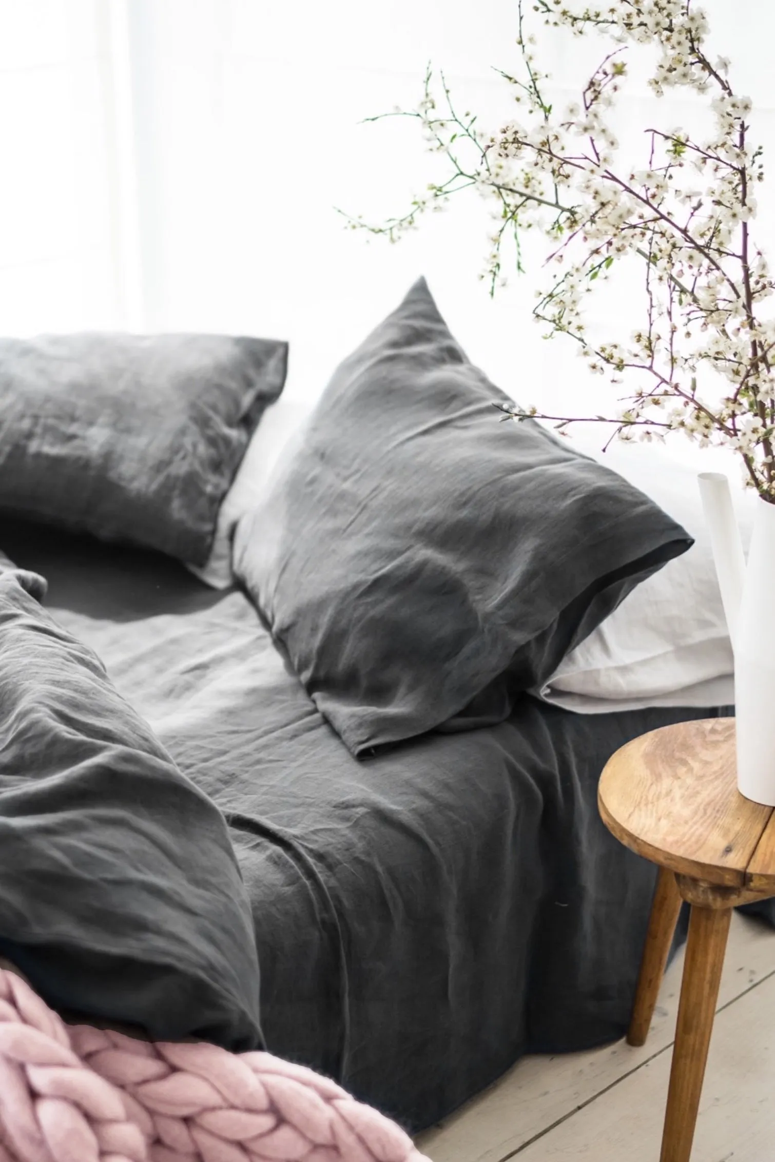 Linen pillowcase - dark gray