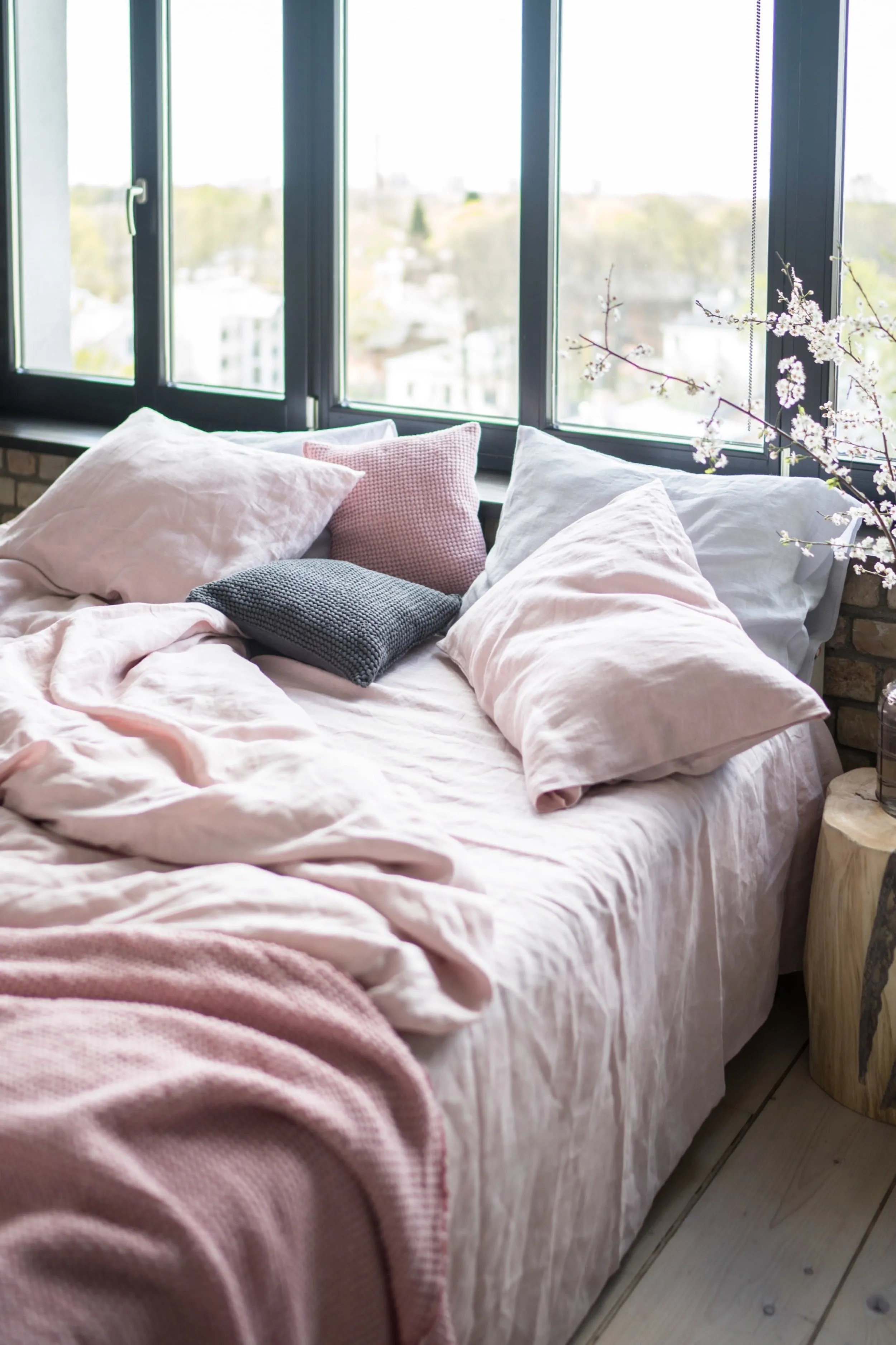 Linen pillowcase - pink