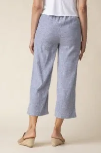 Linen Solid Pleat Button Capri