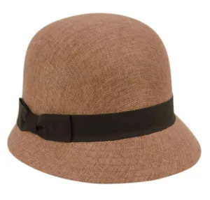 Linen Sun Cloche Hat in Brown