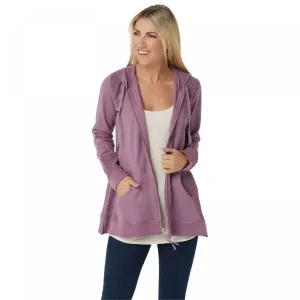 LOGO by Lori Goldstein Washed French Terry Crochet Zip Up Hoodie