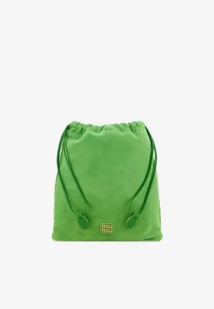 Logo Suede Drawstring Pouch