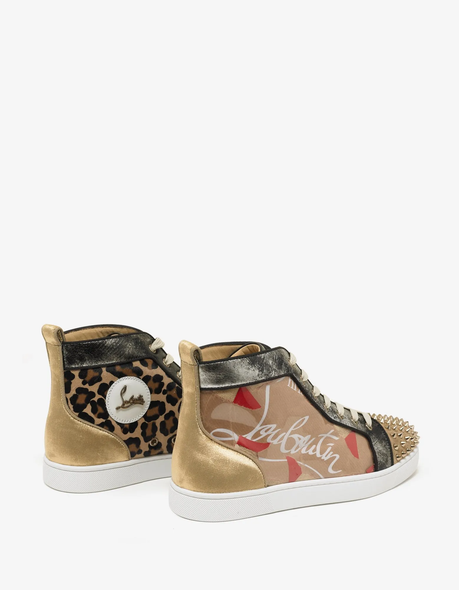 Lou Spikes Loubi Kraft Flat High Top Trainers