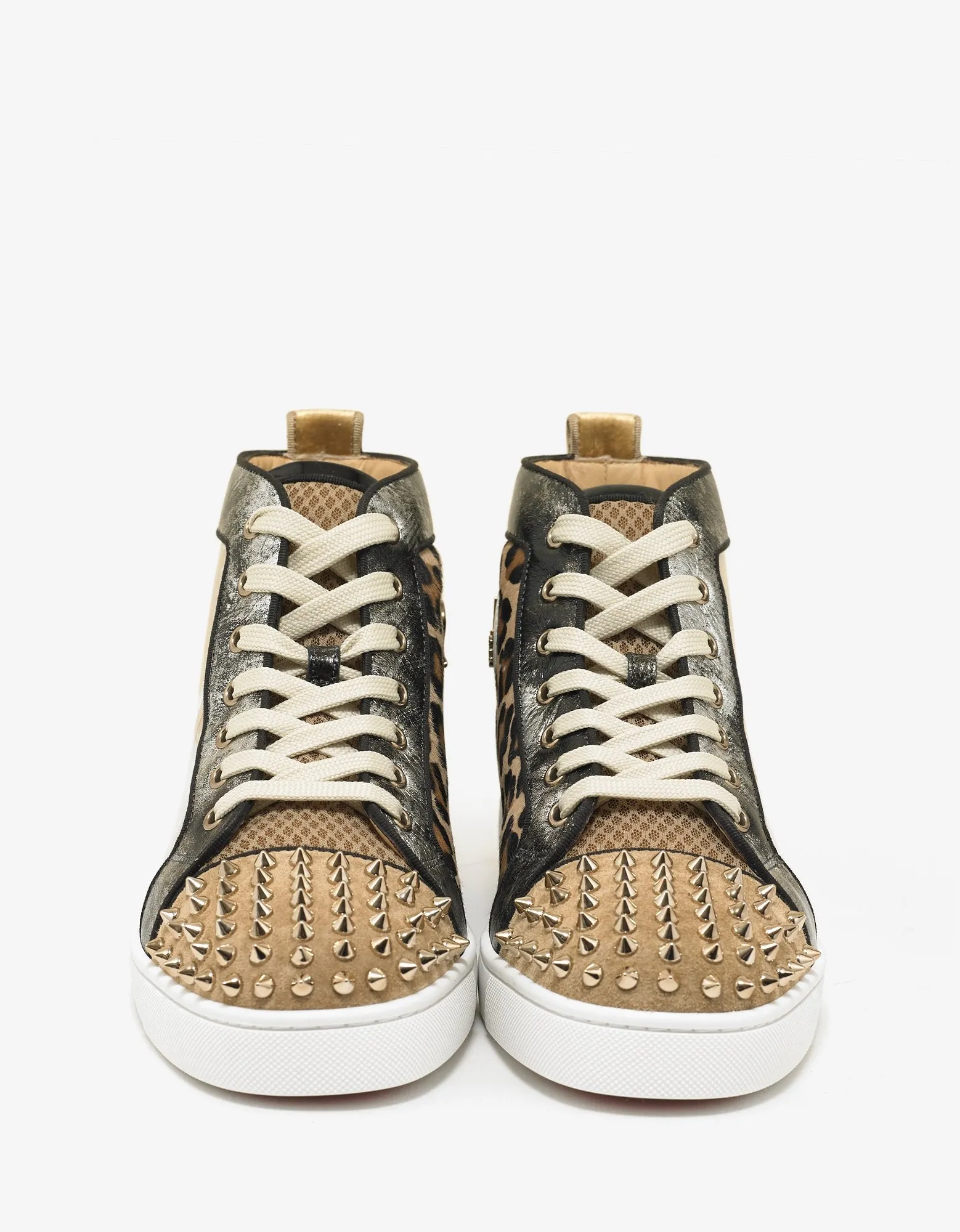Lou Spikes Loubi Kraft Flat High Top Trainers