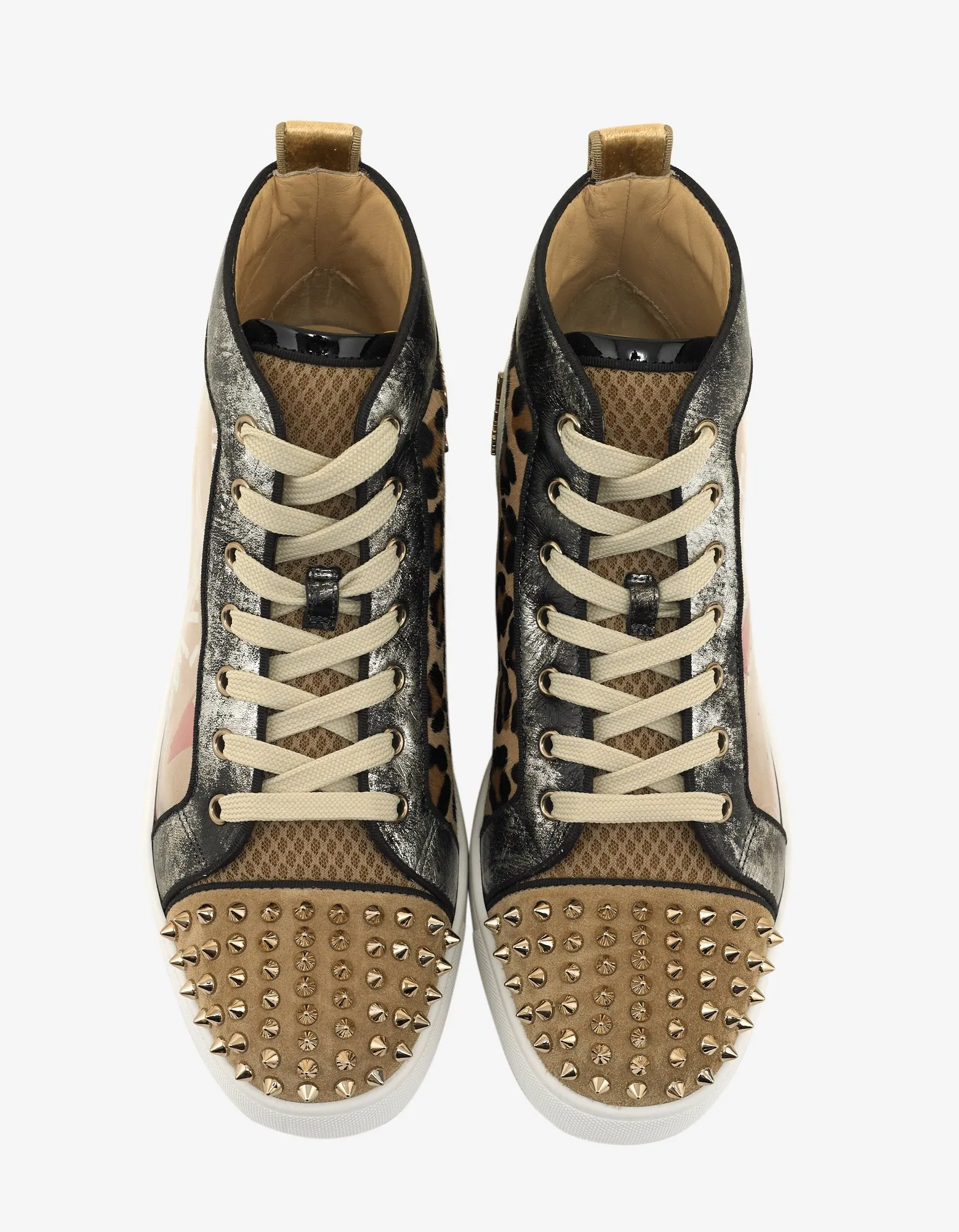 Lou Spikes Loubi Kraft Flat High Top Trainers