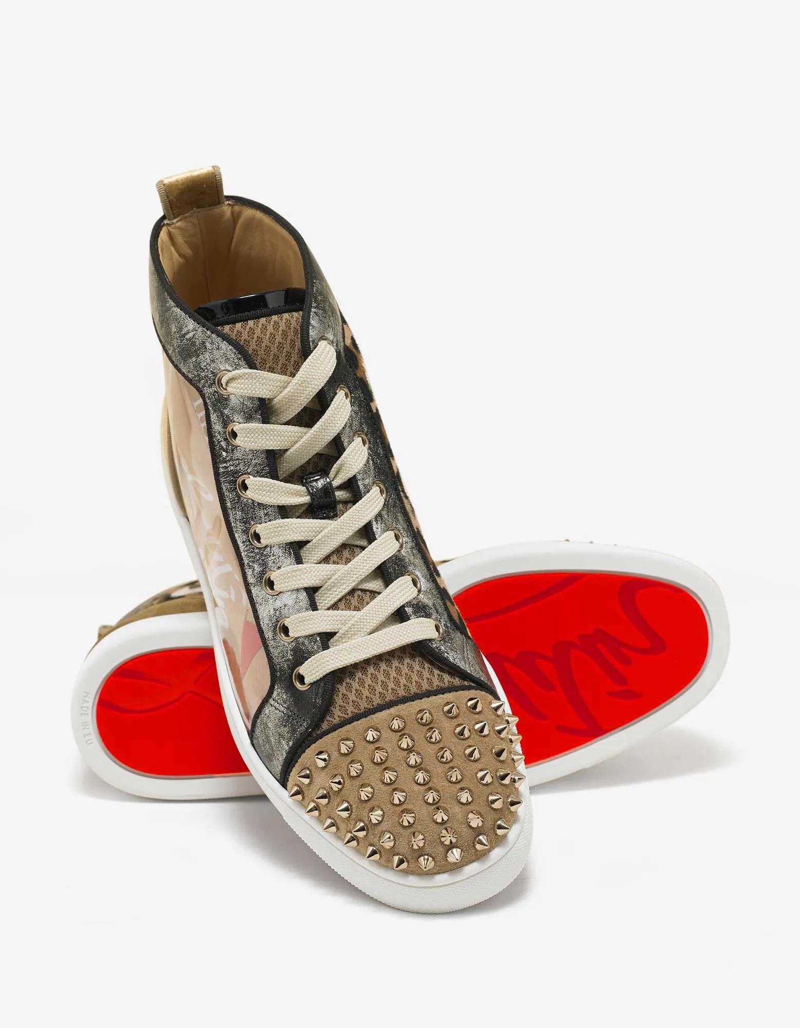 Lou Spikes Loubi Kraft Flat High Top Trainers
