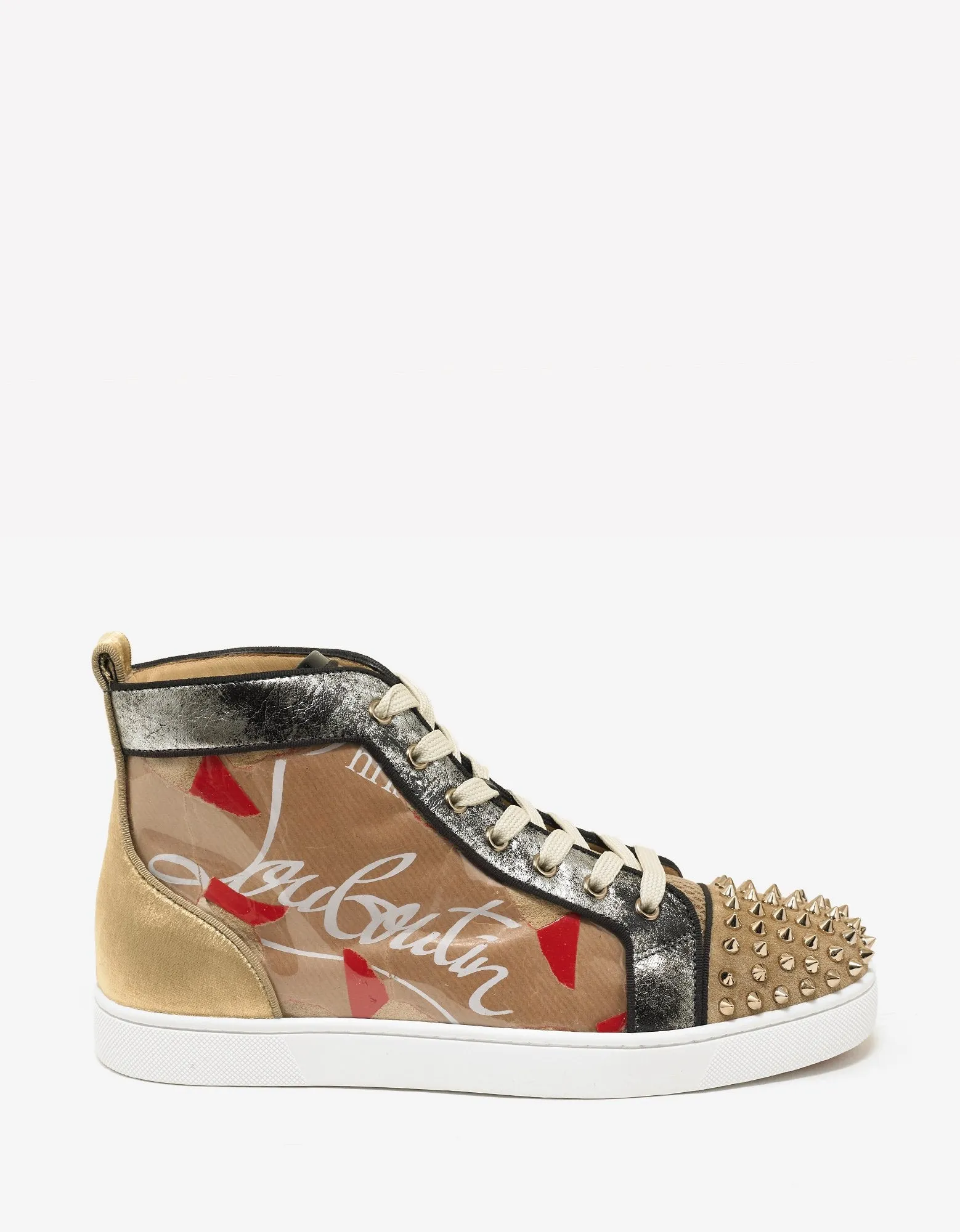 Lou Spikes Loubi Kraft Flat High Top Trainers