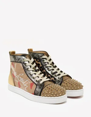 Lou Spikes Loubi Kraft Flat High Top Trainers