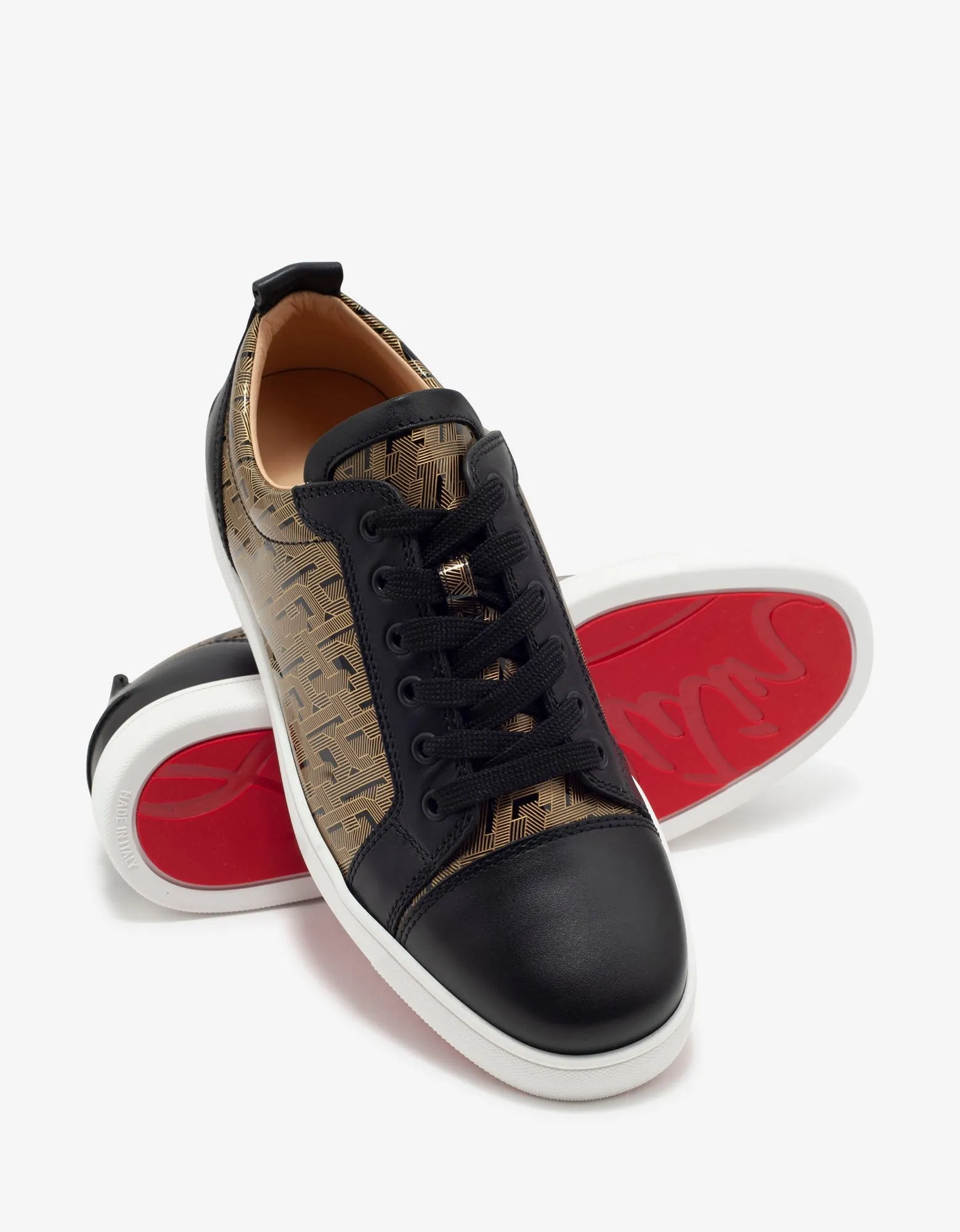 Louis Junior Black & Gold Patent Leather Trainers -