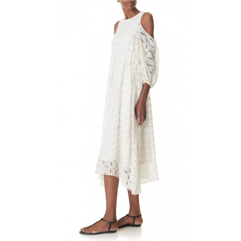 Luca Eyelet Open Shoulder Ivory Dress