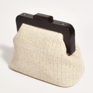Lucinda Timber Frame Woven Clutch (Natural)