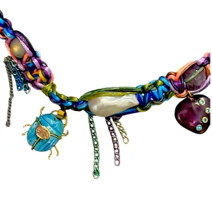 LUCKY CHARM SCARAB HEART ROCKER CHOKER