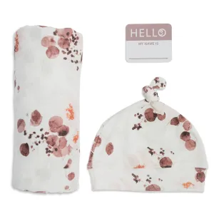 Lulujo - Hello World Blanket & Knotted Hat - Eucalyptus