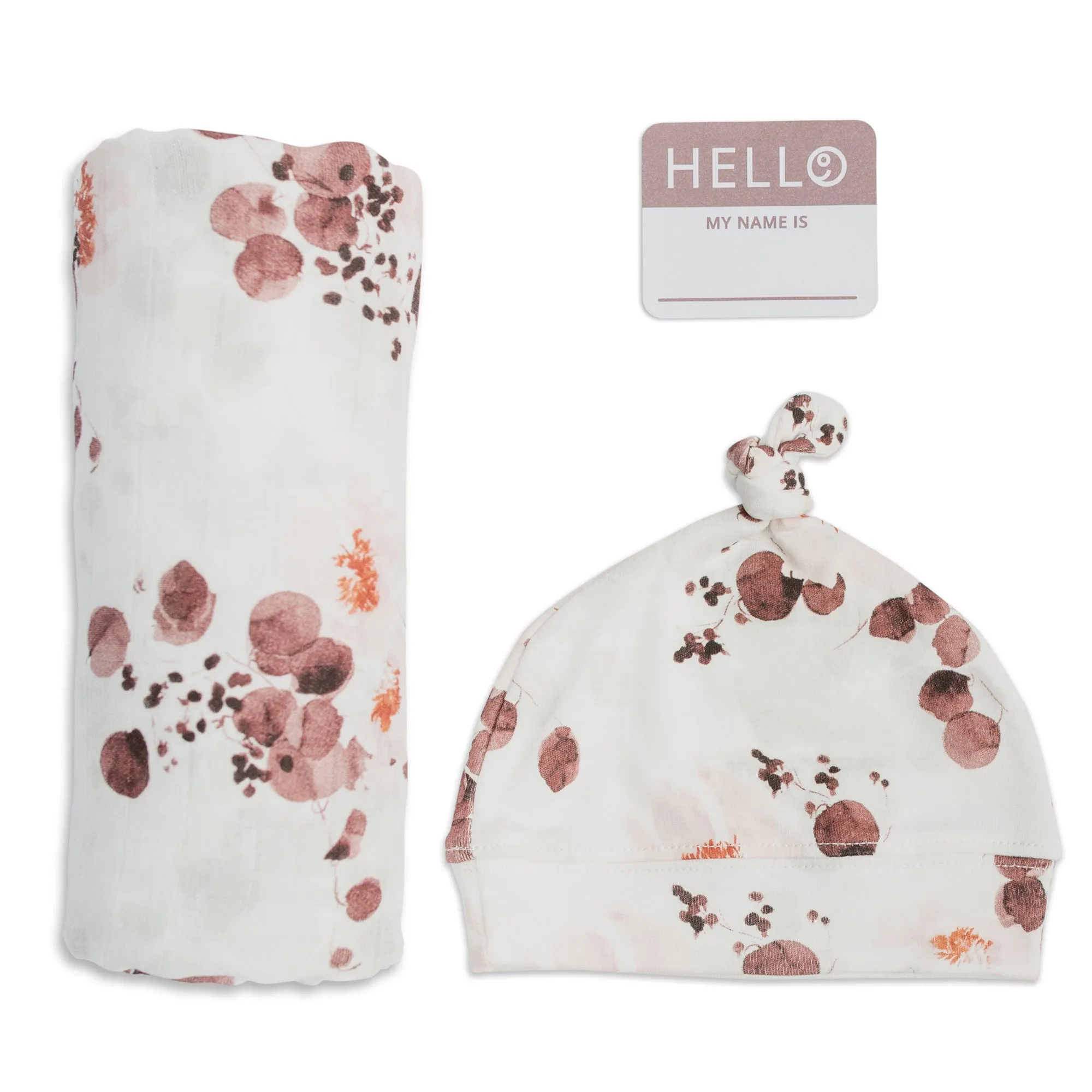 Lulujo - Hello World Blanket & Knotted Hat - Eucalyptus