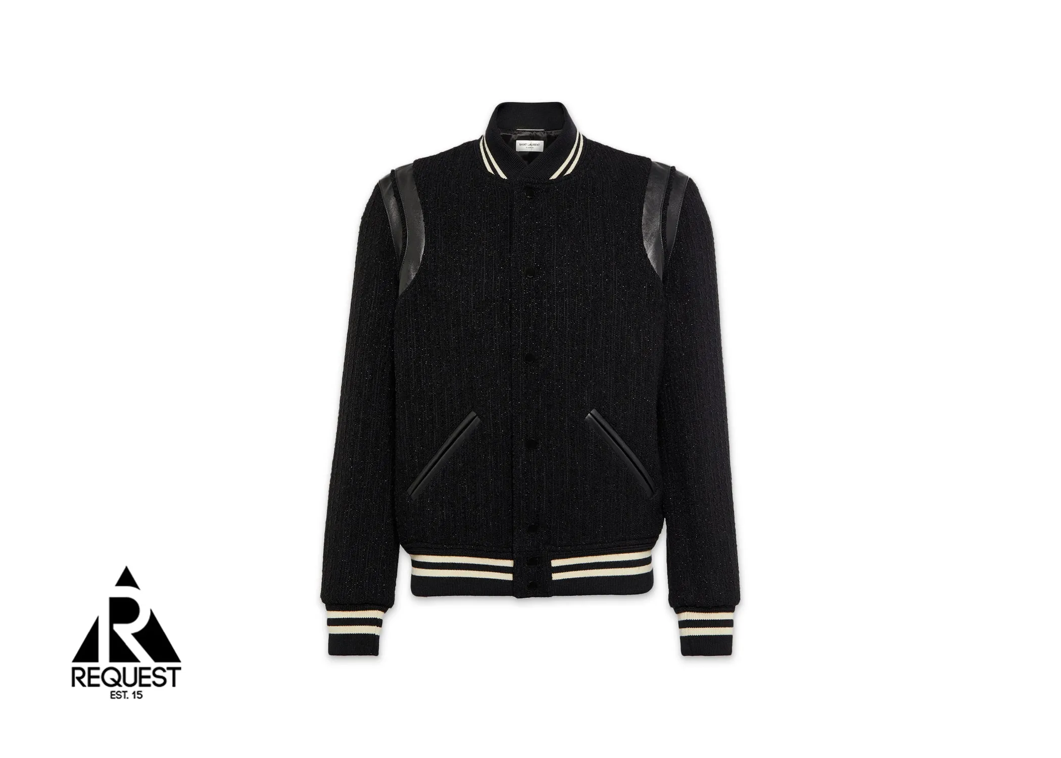 Lurex Leather Trim Teddy Jacket "Black"