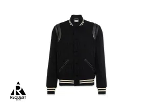Lurex Leather Trim Teddy Jacket "Black"