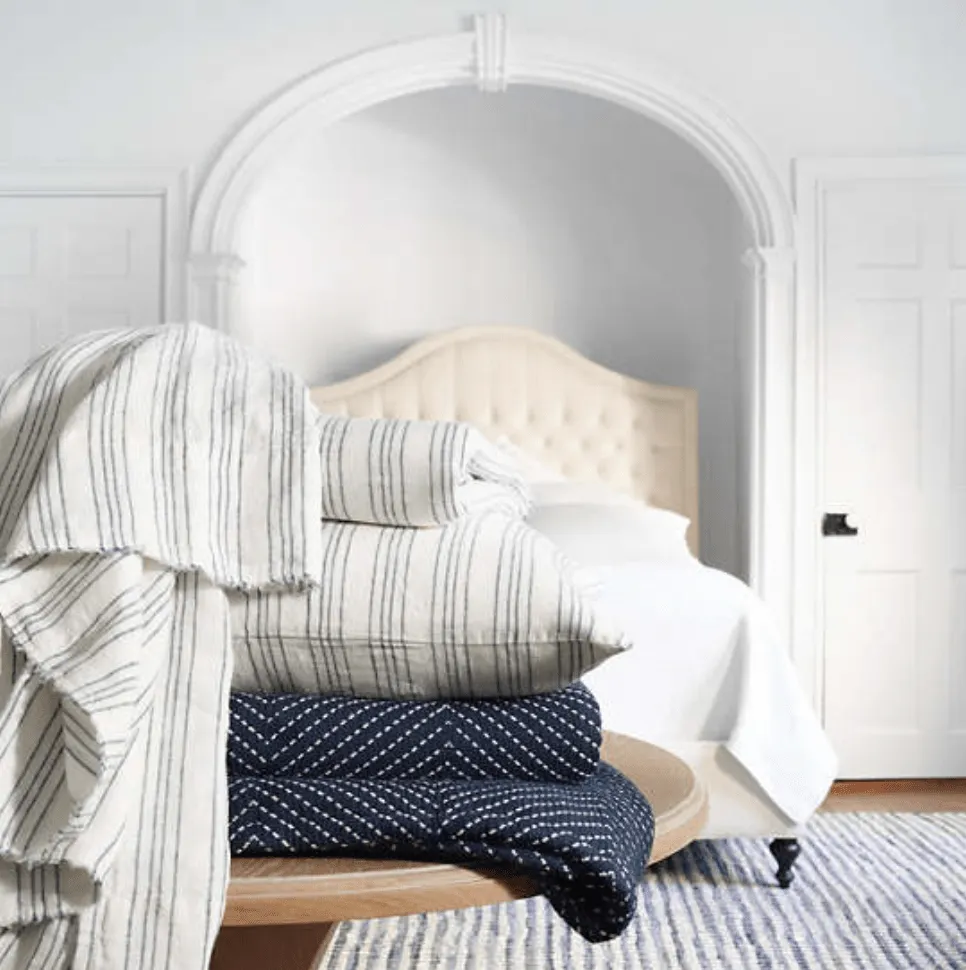 Lush Linen Sham - Slate Blue Stripe
