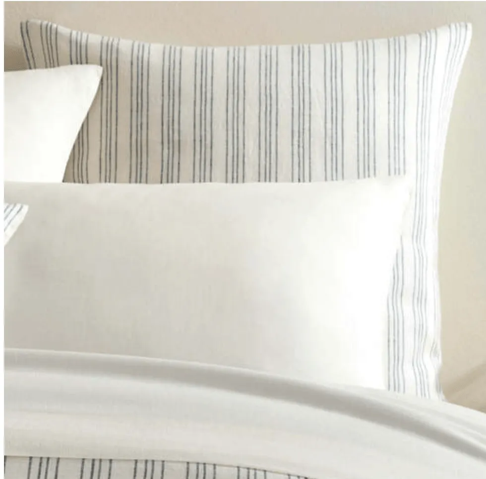Lush Linen Sham - Slate Blue Stripe