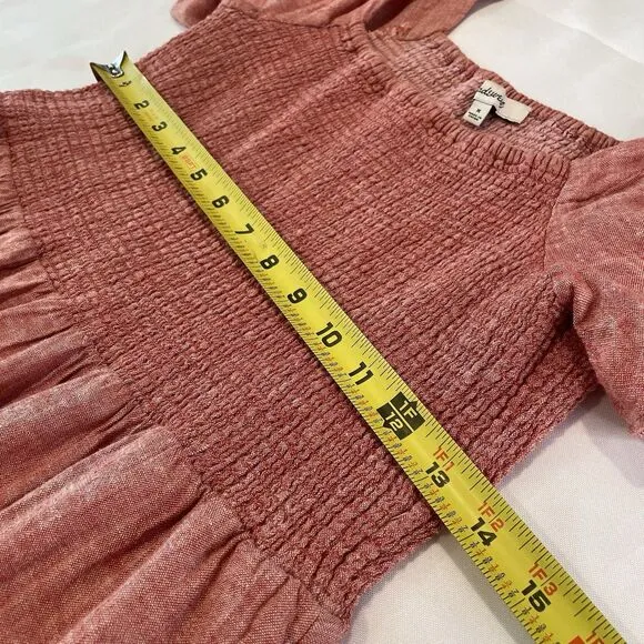 Madewell Lucie Smocked Linen Blend Midi Dress Sz M