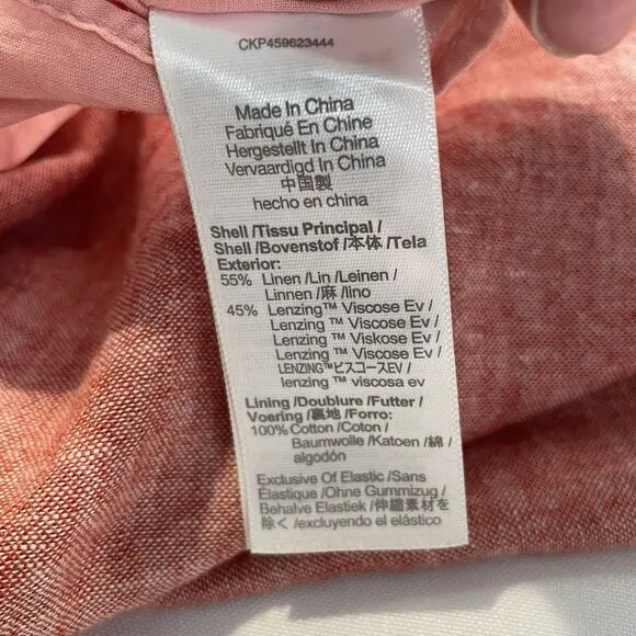 Madewell Lucie Smocked Linen Blend Midi Dress Sz M