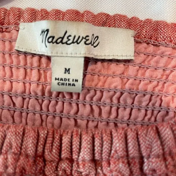 Madewell Lucie Smocked Linen Blend Midi Dress Sz M