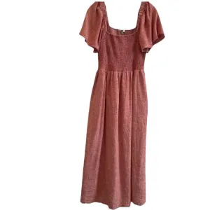 Madewell Lucie Smocked Linen Blend Midi Dress Sz M