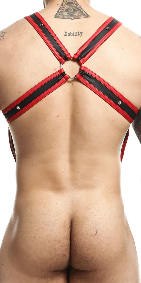 Malebasics Dmbl07 Dngeon Cross Cock Ring Harness Red