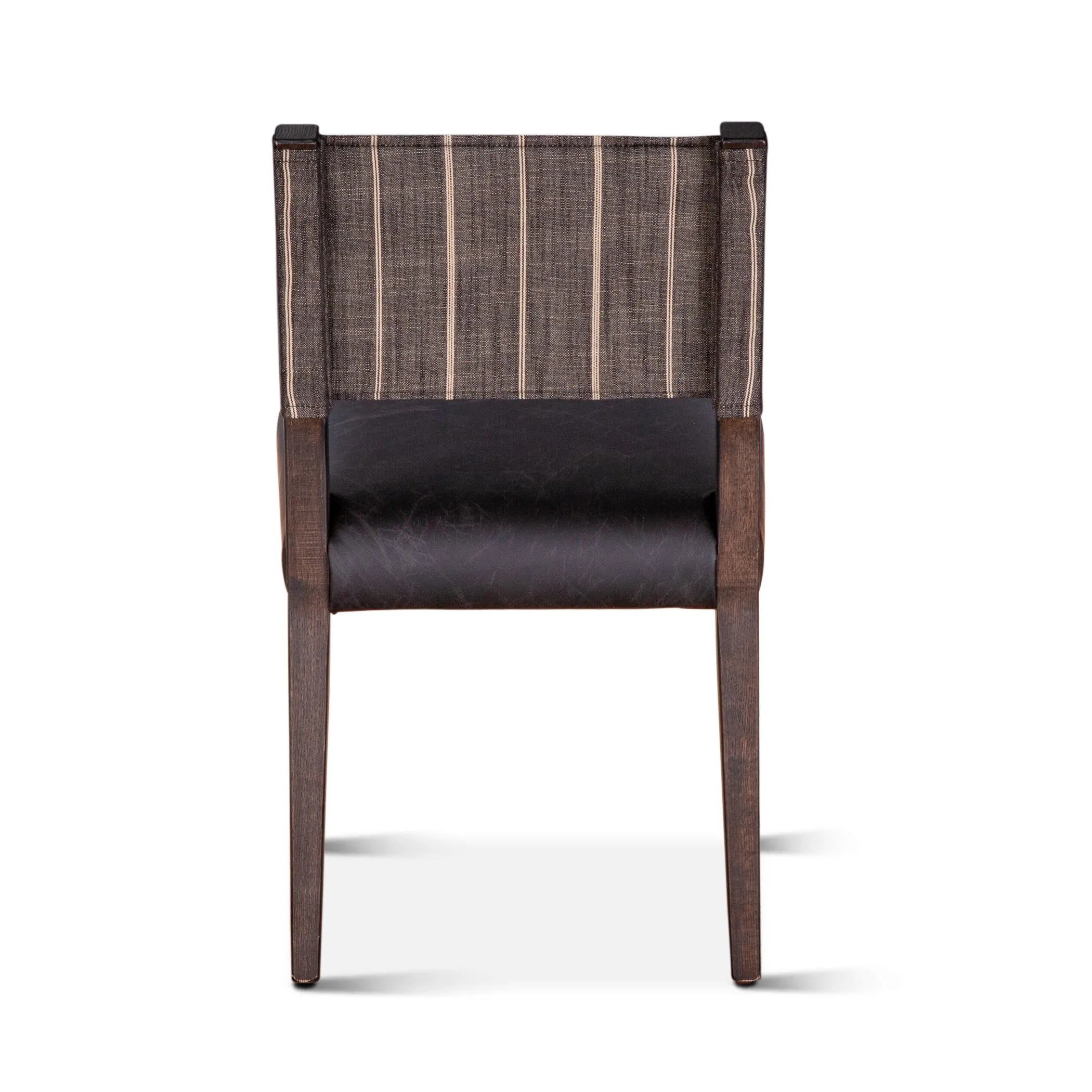 Maya Dining Chair Black Leather   Striped Fabric