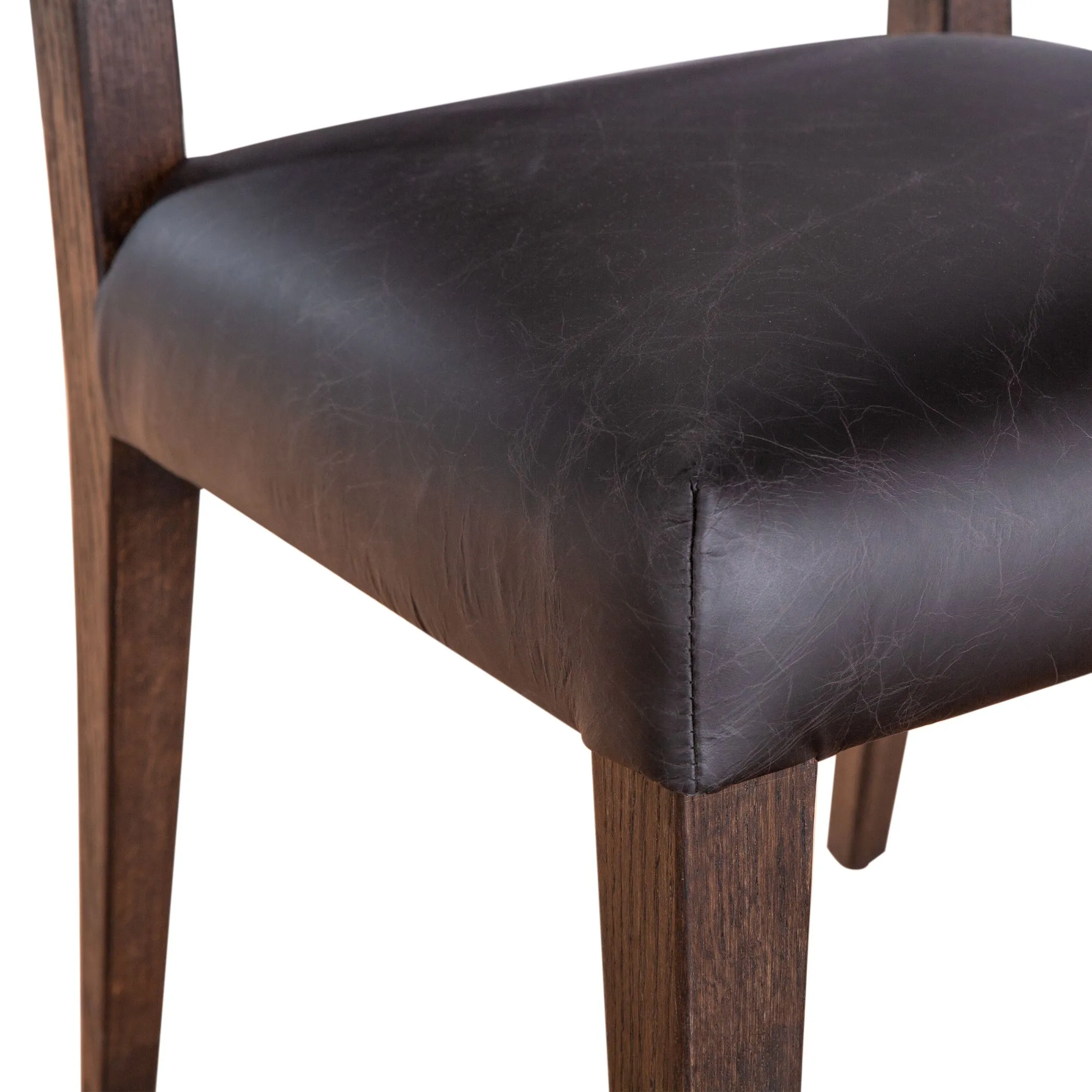 Maya Dining Chair Black Leather   Striped Fabric