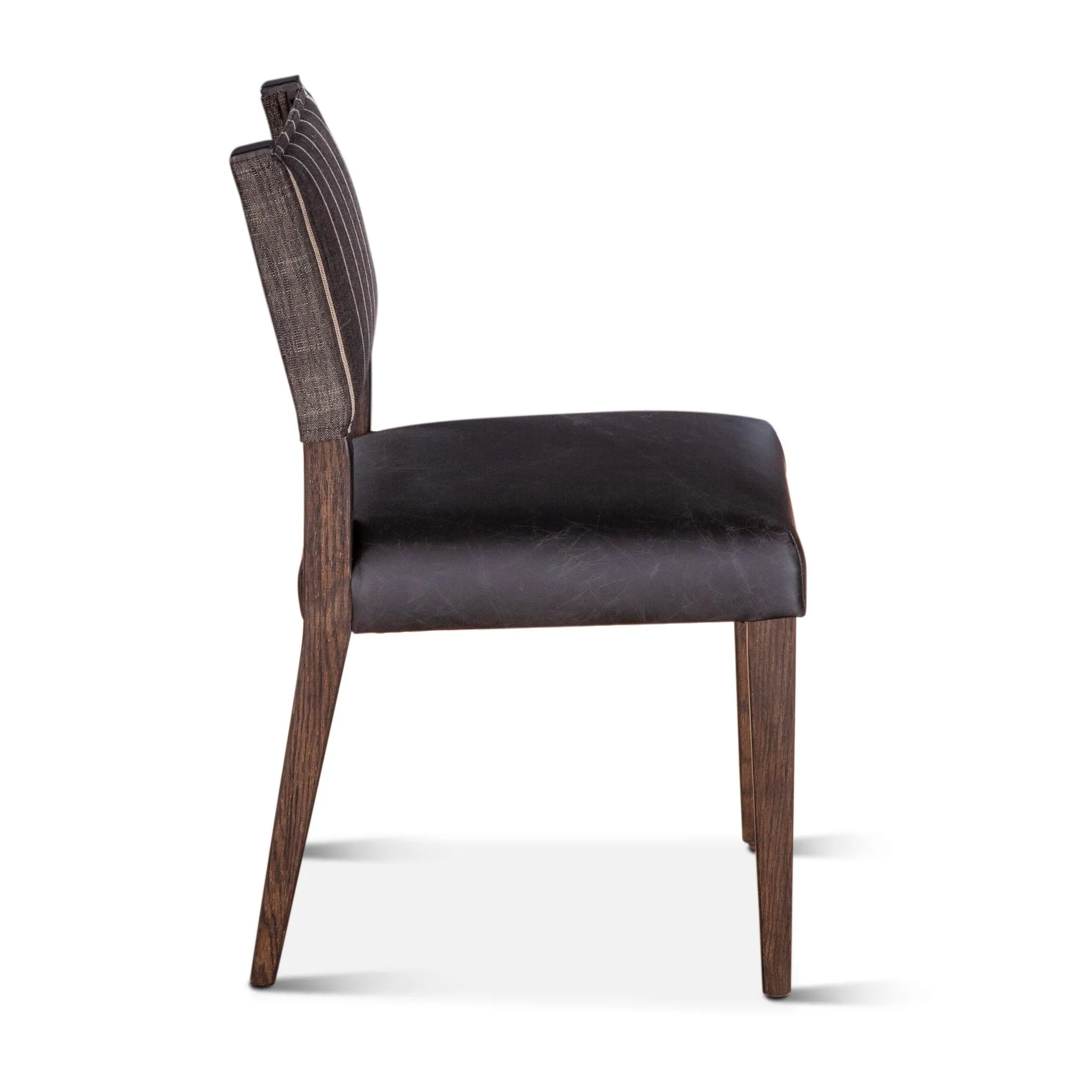 Maya Dining Chair Black Leather   Striped Fabric