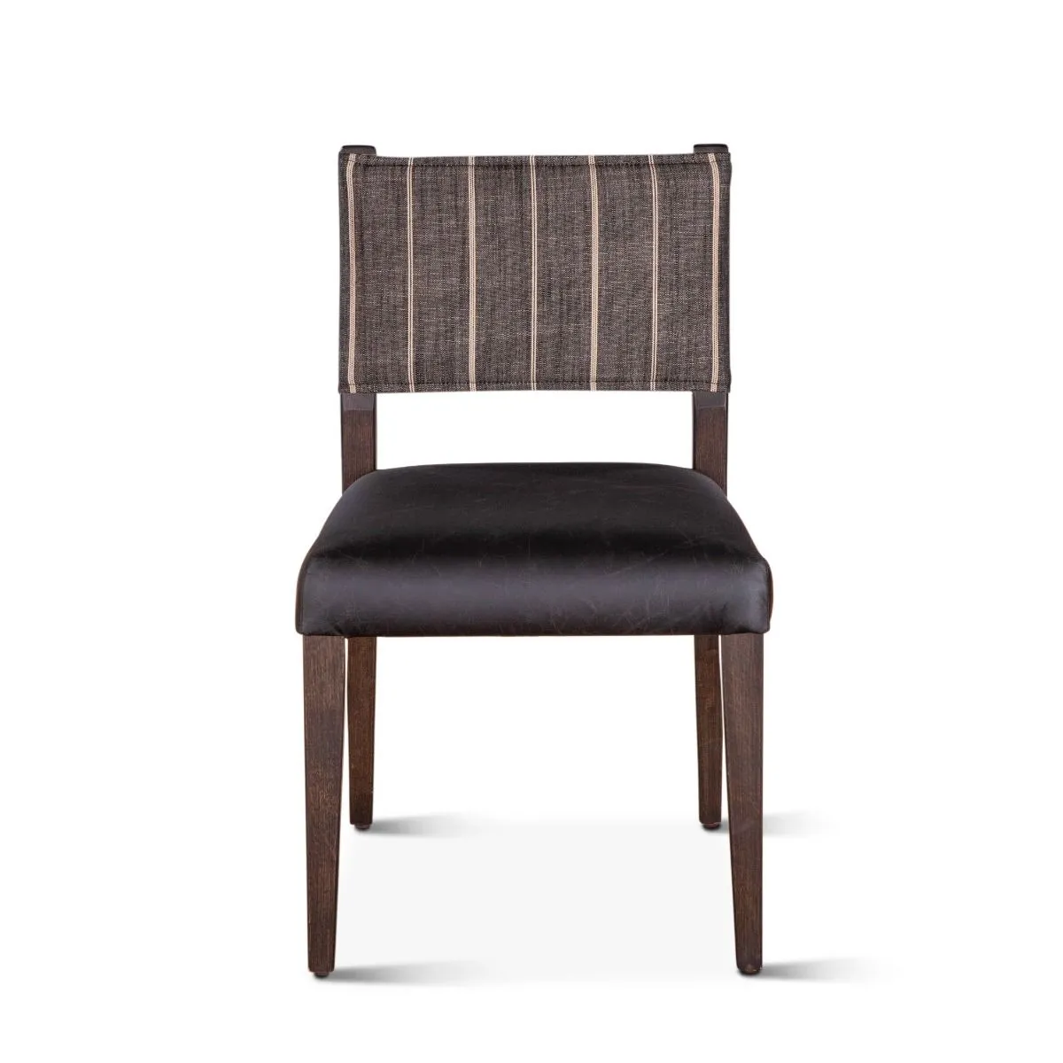 Maya Dining Chair Black Leather   Striped Fabric