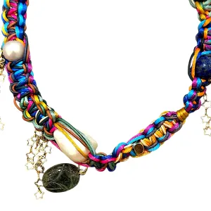 MEDITERRANEAN RAINBOW LABRADORITE GLOW IN THE DARK SCARAB ROCKER CHOKER