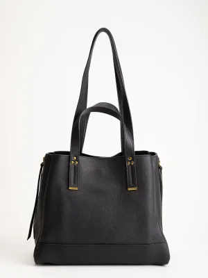 medium georges tote - noir brass