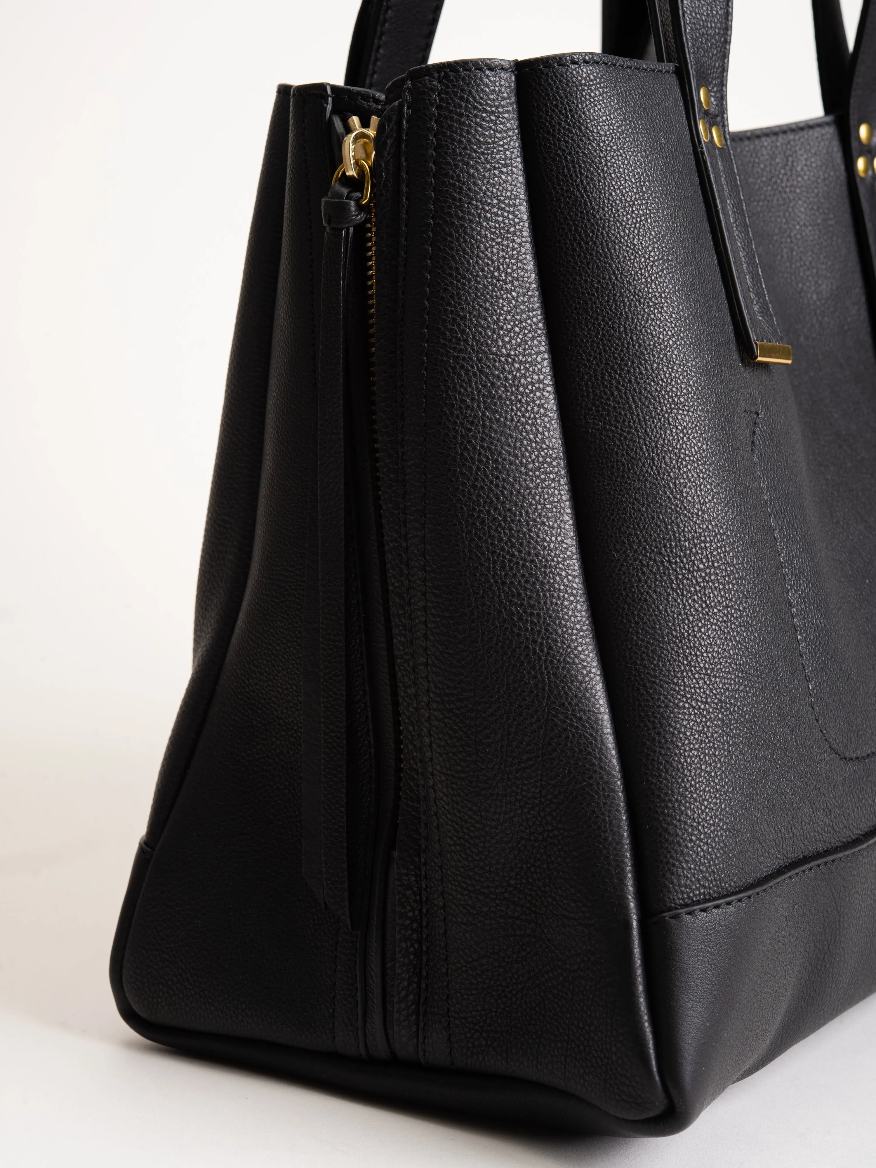 medium georges tote - noir brass
