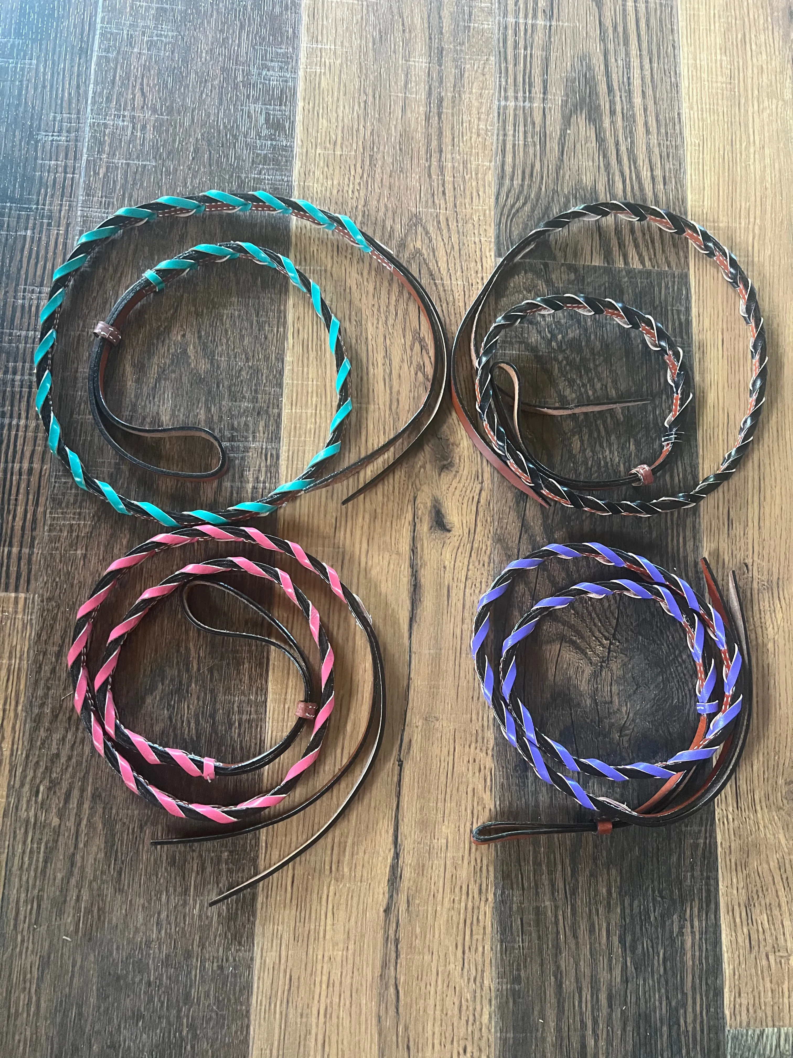 Medium Leather Over & Under With Colored Braided Accents.