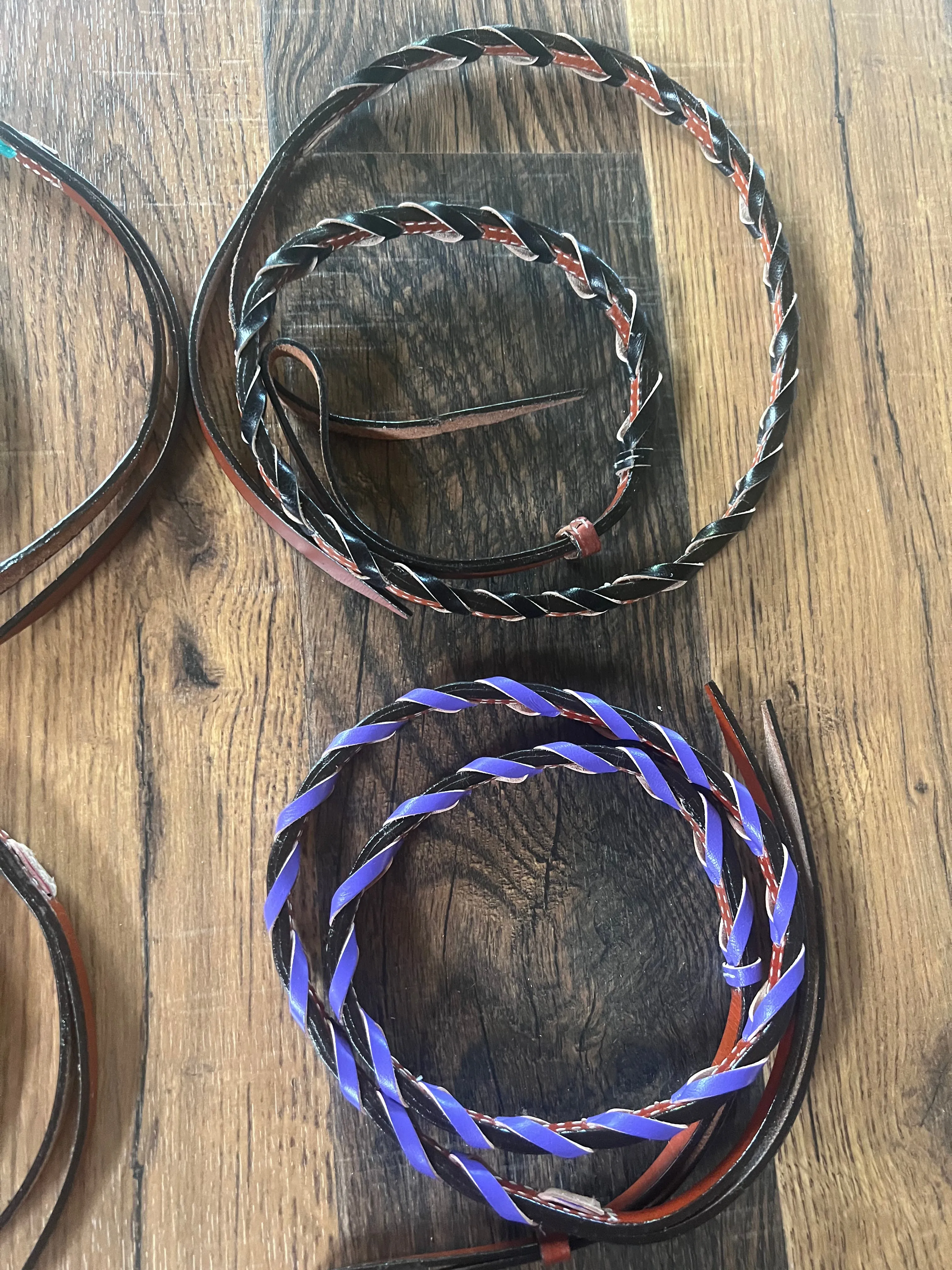 Medium Leather Over & Under With Colored Braided Accents.