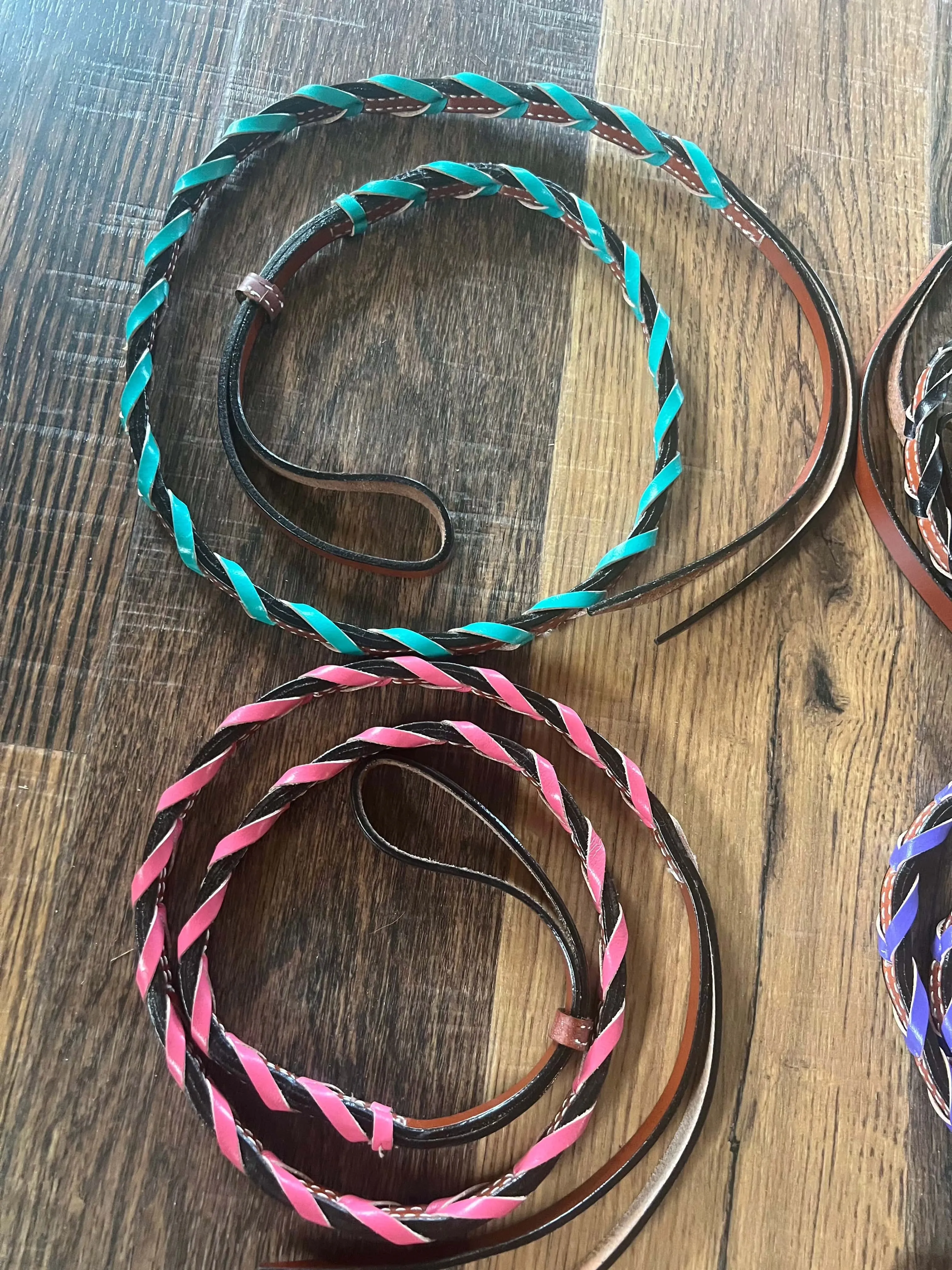 Medium Leather Over & Under With Colored Braided Accents.