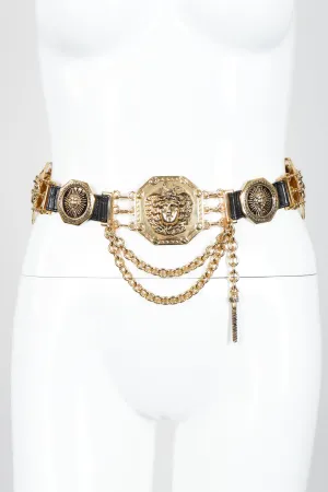 Medusa Leather Chain Belt