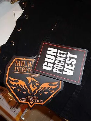 Men's Motorcycle Blk Son of Anarcy denim vest with leather trim