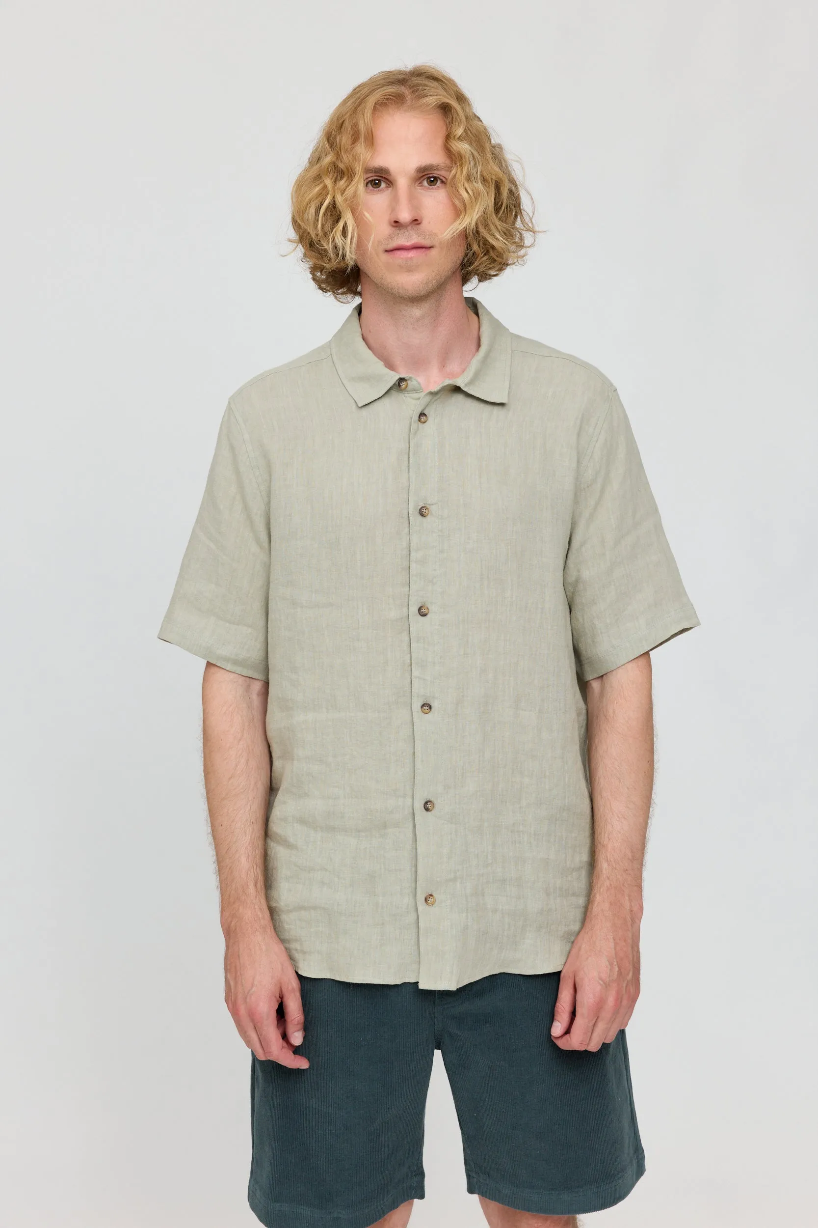 Men's Short Sleeve Linen Shirt