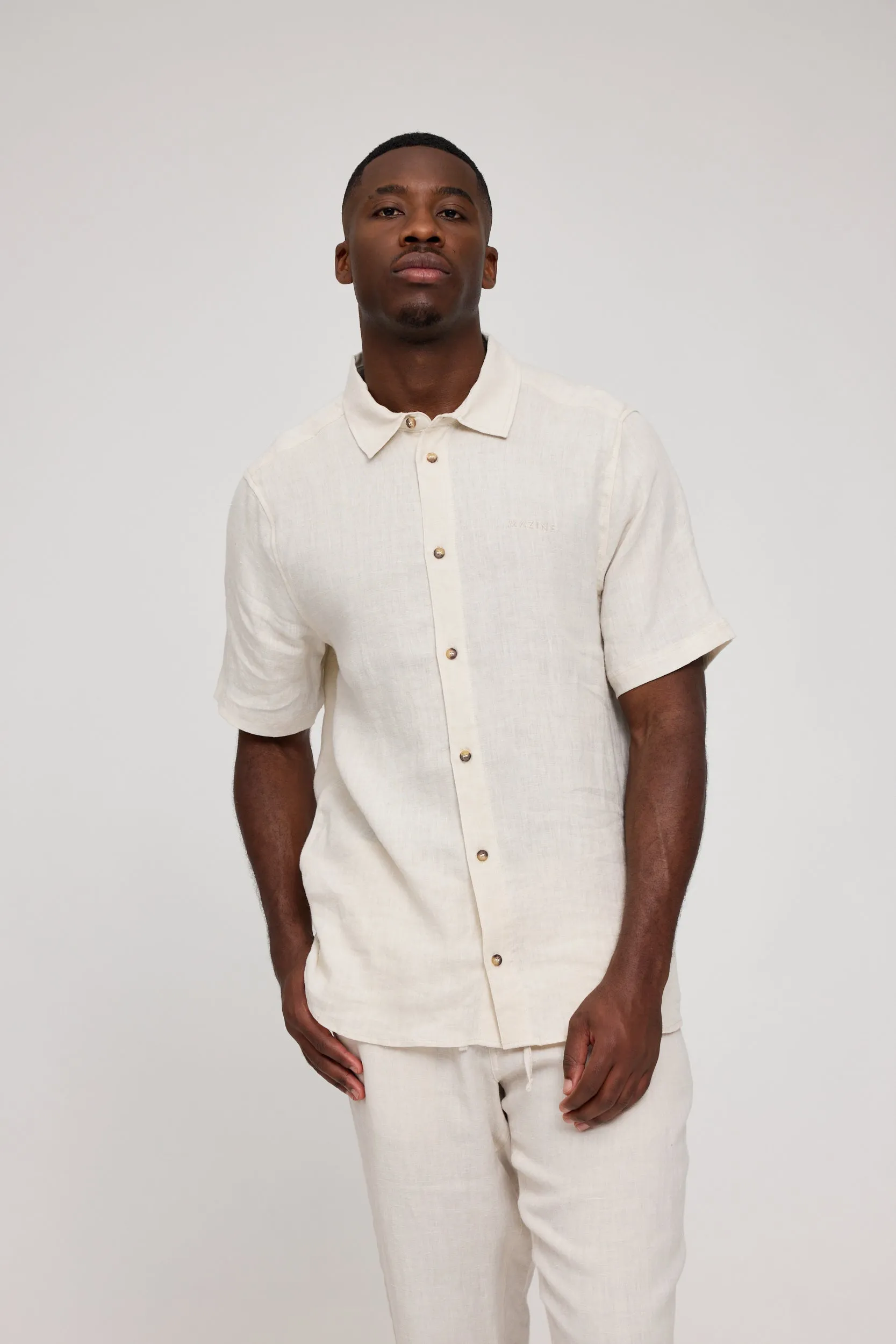 Men's Short Sleeve Linen Shirt