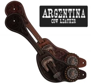 Men's Size Argentina Cow Leather Star Concho Spur Straps