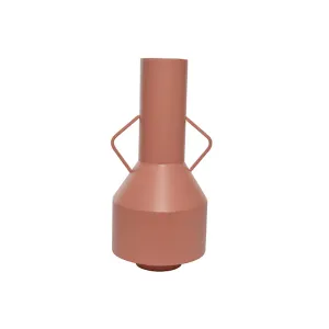Metal Terracotta-color Vase with Handles