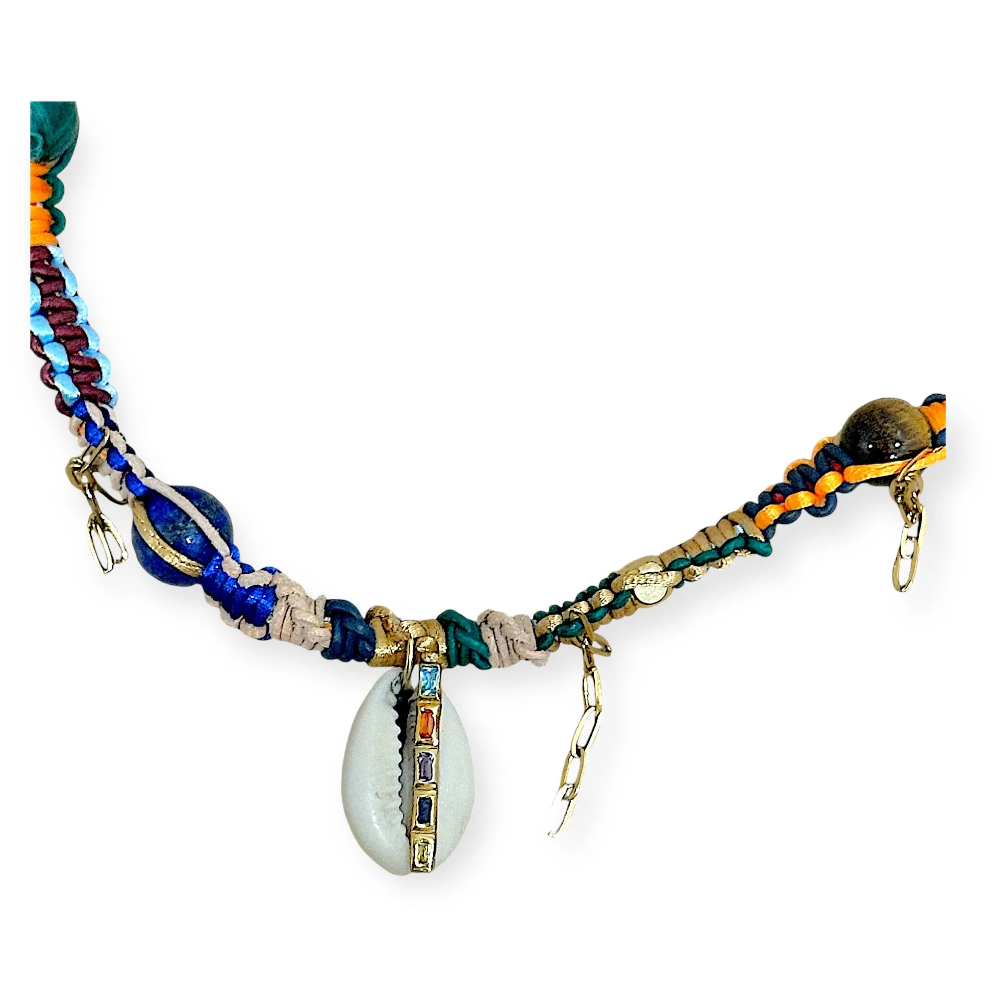 Mexican Skyline Rainbow Cowrie Shell Rockstar Necklace