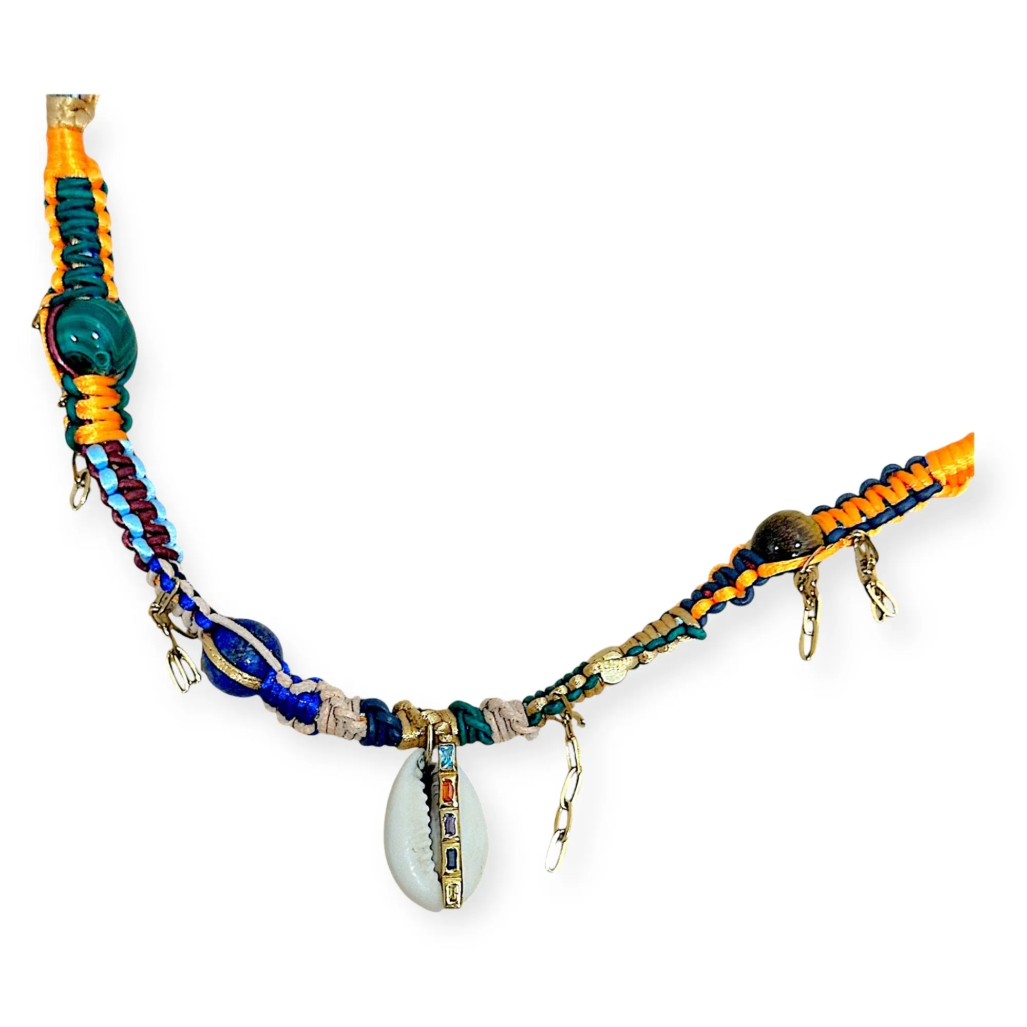 Mexican Skyline Rainbow Cowrie Shell Rockstar Necklace