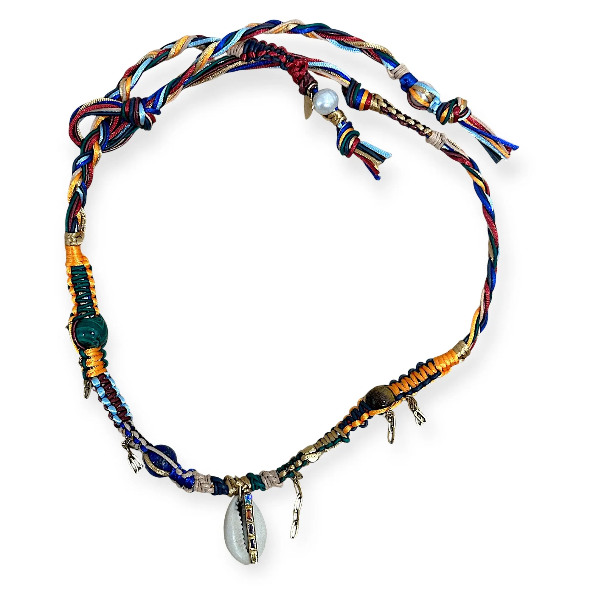 Mexican Skyline Rainbow Cowrie Shell Rockstar Necklace
