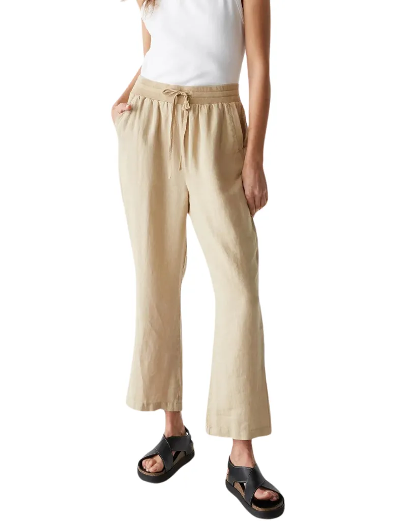Michael Stars Nolan Pull On Linen Pant in Natural