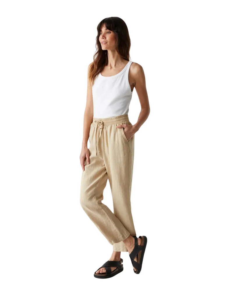 Michael Stars Nolan Pull On Linen Pant in Natural